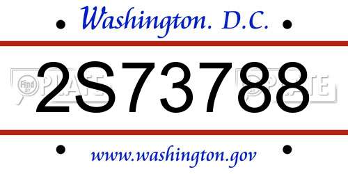 2S73788 District Of Columbia License Plate