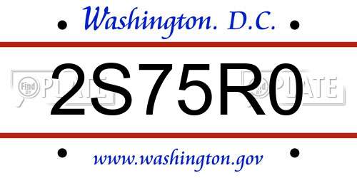 2S75R0 District Of Columbia License Plate