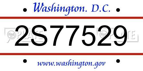 2S77529 District Of Columbia License Plate