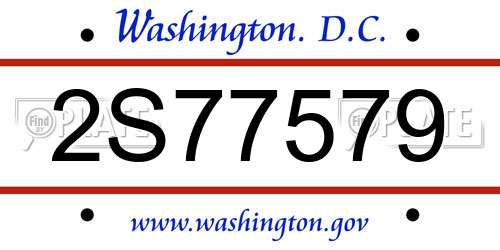2S77579 District Of Columbia License Plate
