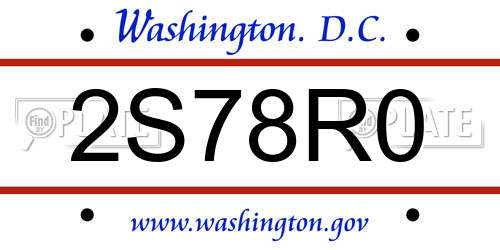 2S78R0 District Of Columbia License Plate