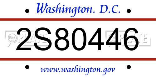 2S80446 District Of Columbia License Plate