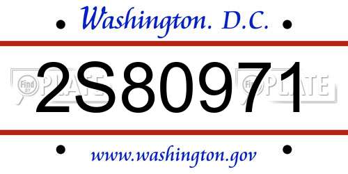 2S80971 District Of Columbia License Plate