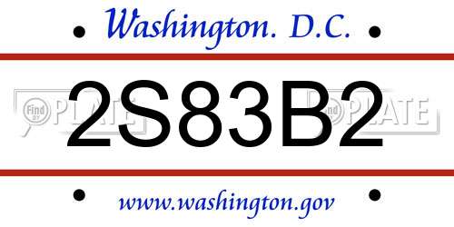 2S83B2 District Of Columbia License Plate