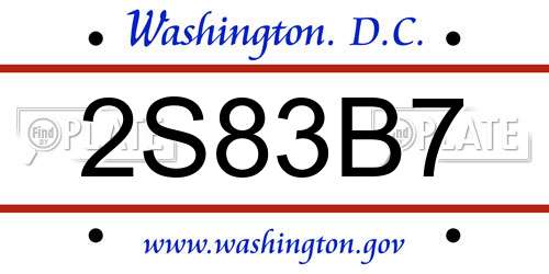2S83B7 District Of Columbia License Plate