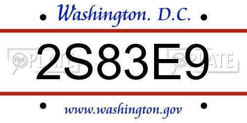 2S83E9 District Of Columbia License Plate