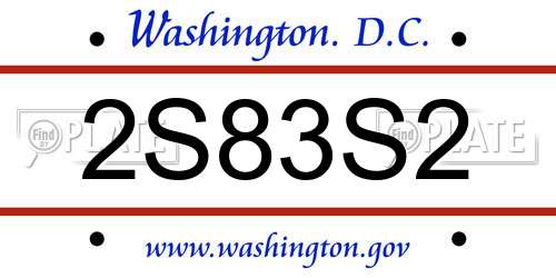 2S83S2 District Of Columbia License Plate