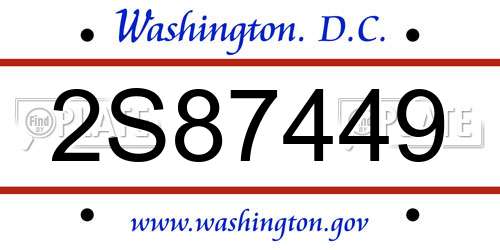 2S87449 District Of Columbia License Plate
