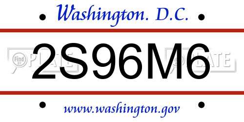 2S96M6 District Of Columbia License Plate