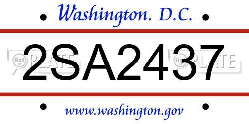 2SA2437 District Of Columbia License Plate