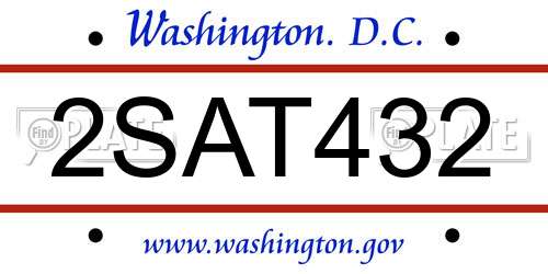 2SAT432 District Of Columbia License Plate