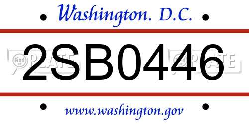 2SB0446 District Of Columbia License Plate