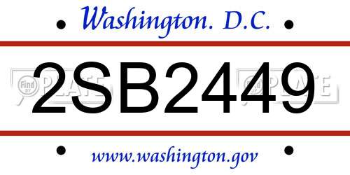 2SB2449 District Of Columbia License Plate