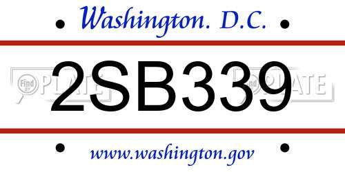 2SB339 District Of Columbia License Plate