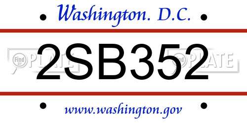 2SB352 District Of Columbia License Plate