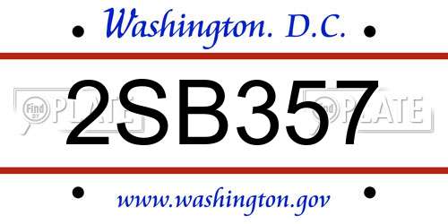2SB357 District Of Columbia License Plate