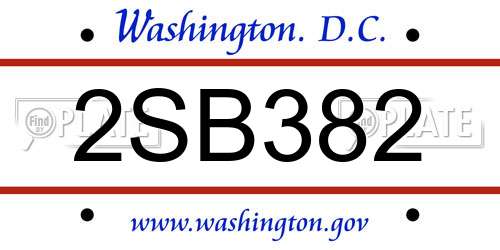 2SB382 District Of Columbia License Plate