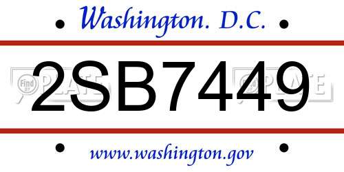 2SB7449 District Of Columbia License Plate