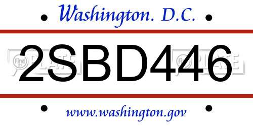 2SBD446 District Of Columbia License Plate