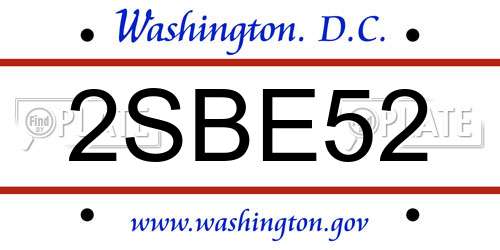 2SBE52 District Of Columbia License Plate