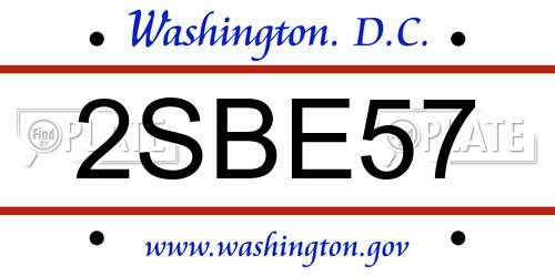 2SBE57 District Of Columbia License Plate