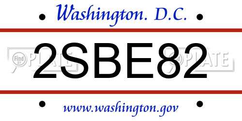 2SBE82 District Of Columbia License Plate