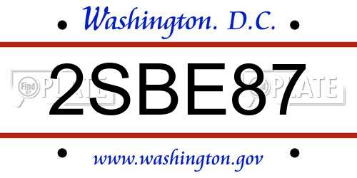 2SBE87 District Of Columbia License Plate