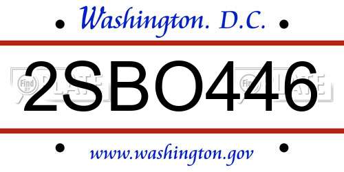 2SBO446 District Of Columbia License Plate