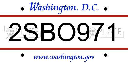 2SBO971 District Of Columbia License Plate