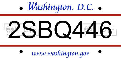 2SBQ446 District Of Columbia License Plate