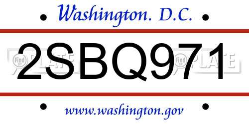 2SBQ971 District Of Columbia License Plate