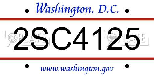 2SC4125 District Of Columbia License Plate
