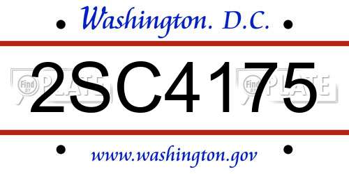 2SC4175 District Of Columbia License Plate