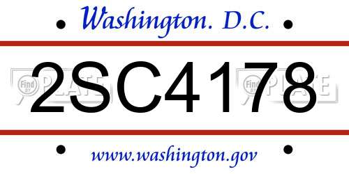 2SC4178 District Of Columbia License Plate