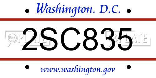 2SC835 District Of Columbia License Plate