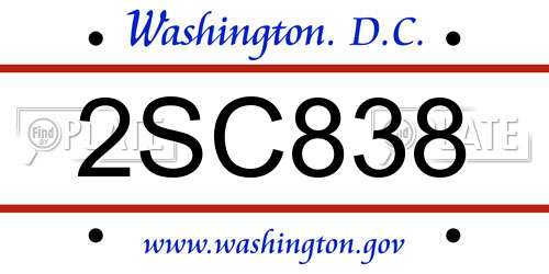 2SC838 District Of Columbia License Plate