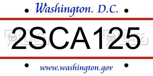 2SCA125 District Of Columbia License Plate