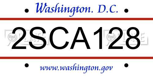 2SCA128 District Of Columbia License Plate