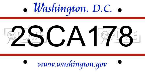 2SCA178 District Of Columbia License Plate