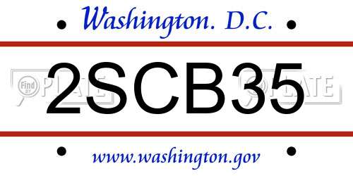 2SCB35 District Of Columbia License Plate