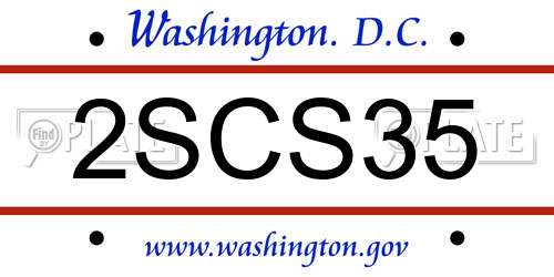 2SCS35 District Of Columbia License Plate