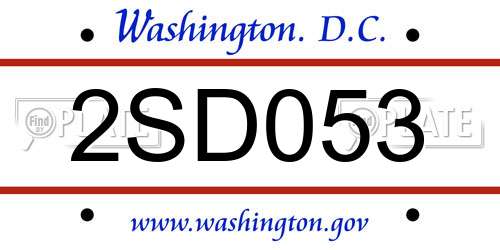 2SD053 District Of Columbia License Plate