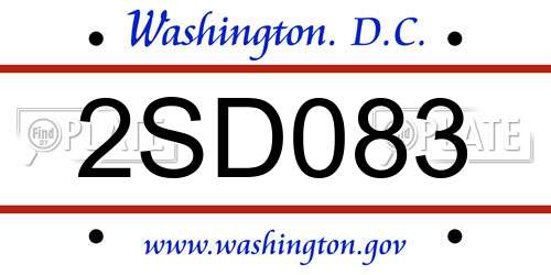 2SD083 District Of Columbia License Plate