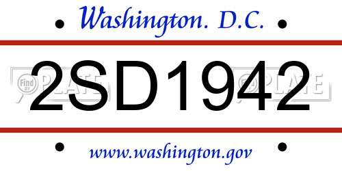 2SD1942 District Of Columbia License Plate