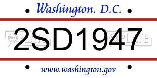 2SD1947 District Of Columbia License Plate