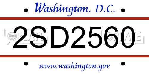 2SD2560 District Of Columbia License Plate