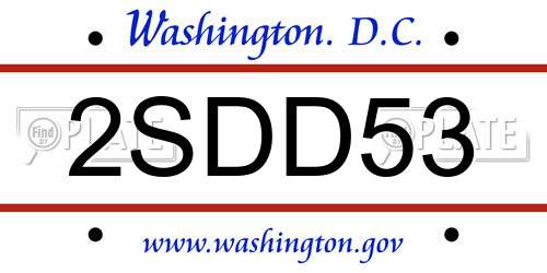 2SDD53 District Of Columbia License Plate