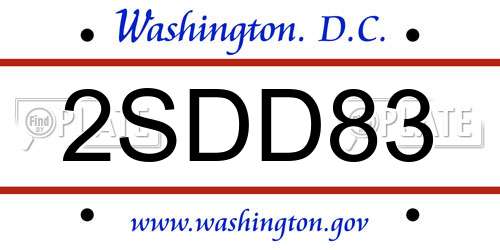 2SDD83 District Of Columbia License Plate