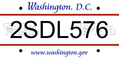2SDL576 District Of Columbia License Plate