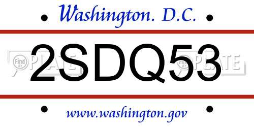 2SDQ53 District Of Columbia License Plate